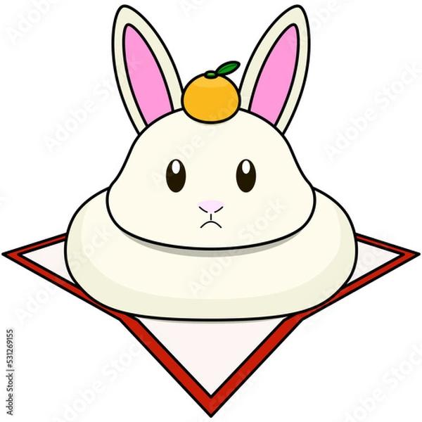 Fototapeta 兎の姿をした鏡餅のイラスト