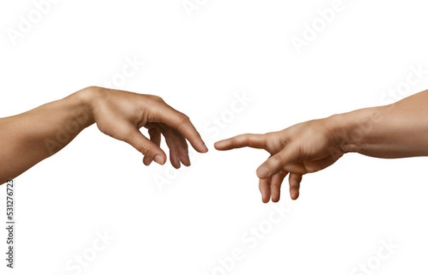 Fototapeta The Creation of Adam, a modern take on Michelangelo's painting.