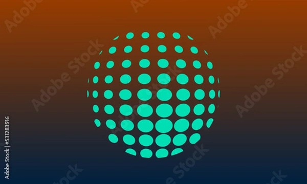 Obraz Close-up illustration of green circle on blue and orange background.