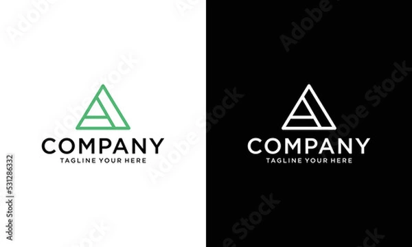 Fototapeta  initial letter a line triangle logo design vector template on a black and white background.