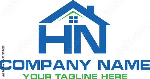Fototapeta HN-letter-initial-Construction-home-real-estate-building-property-monogram-logo-design
