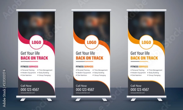 Obraz Fitness-Roll-up-banner-stand-template-design