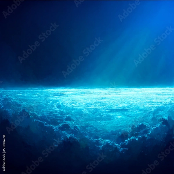 Fototapeta An illustration showing a blue background showing the cosmos and atmosphere