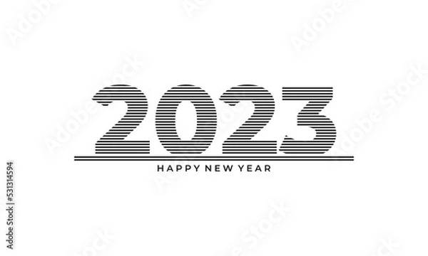 Fototapeta 2023 Happy New Year Greeting Number Design with Line Style ,Vector Template