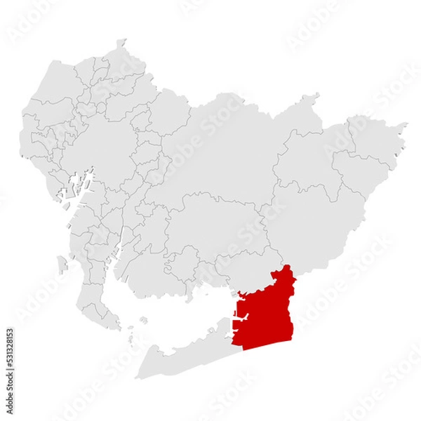 Fototapeta 愛知県　地図　豊橋市