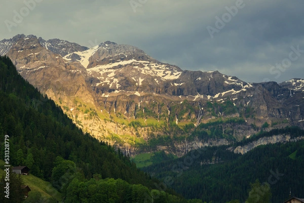 Obraz Simmenfälle is a powerful waterfall near Oberried in the Berner Oberland region of Switzerland.