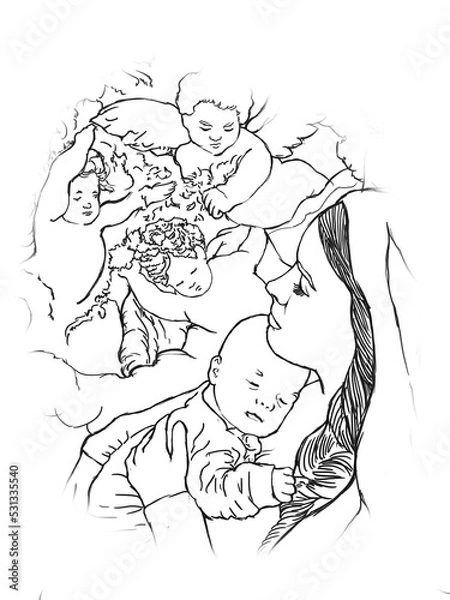 Fototapeta Mother and Child with Angels Series 1