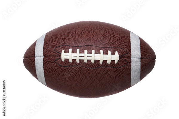 Fototapeta Closeup of a Collegiate Style American Football with white stripes and the laces up.