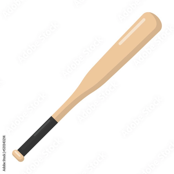 Fototapeta Vector graphic of wood baseball stick. Baseball equipment illustration with flat design style. Suitable for poster or content design assets