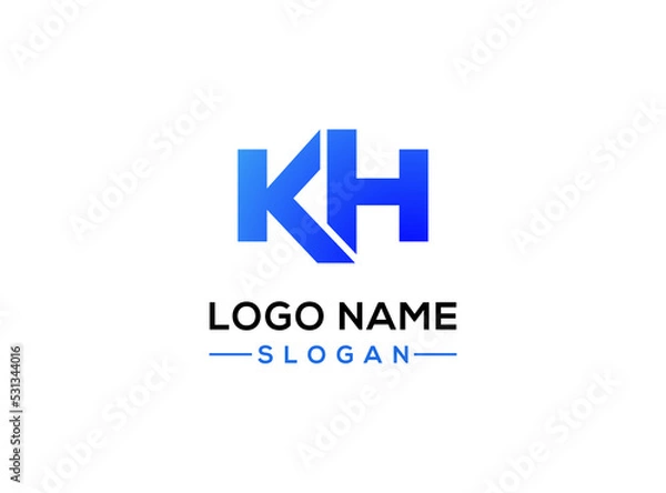 Fototapeta Simple letter KH logo design template on white background. suitable for personal logo branding