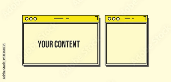 Fototapeta Minimalistic Yellow Browser Window Templates, This minimalistic graphic features two yellow browser window templates, perfect for showcasing content in a clean and modern design.