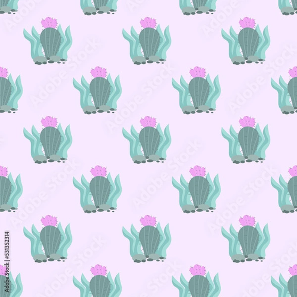 Fototapeta Illustration vector graphic seamless pattern abstract cactus free vector. Print on cloth, fabric, linen, textile and wallpaper background