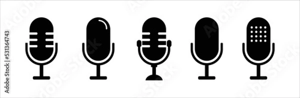 Fototapeta Microphone icon. Microphone icon set. Different microphone collection. Symbol for apps and websites. Vector illustration.