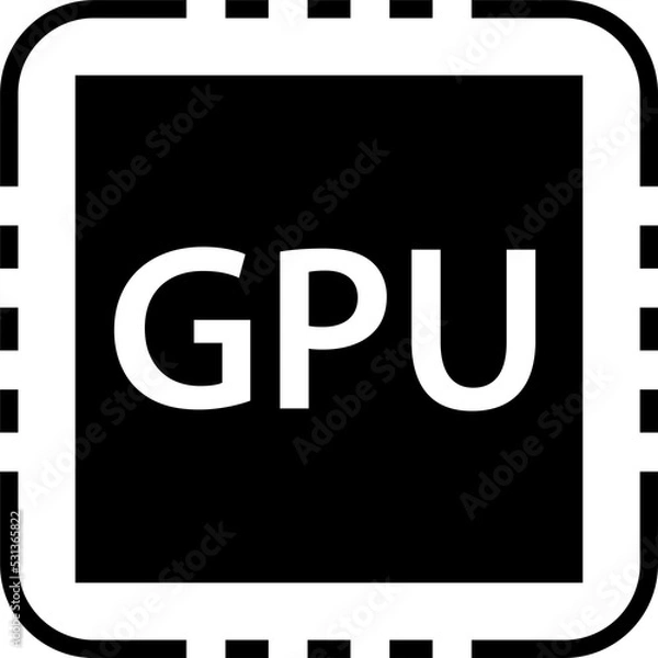 Obraz Isolated icon of a GPU logo. Concept of graphical processing unit and vector calculations