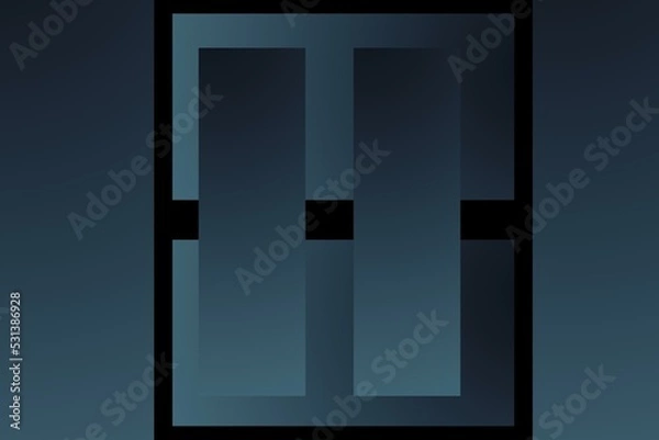 Fototapeta Black abstract background with blue square line elements