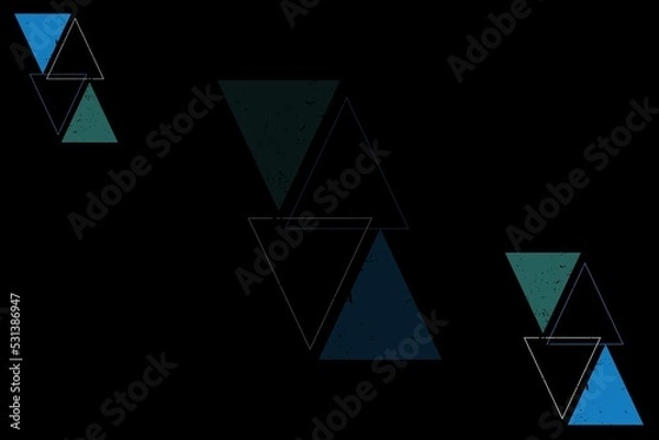 Obraz black abstract background with blue and green triangle elements