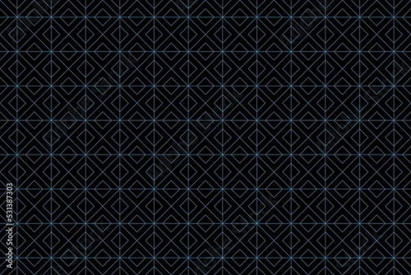 Obraz black abstract background with blue square line elements