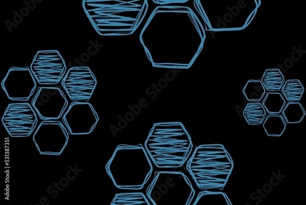 Obraz black abstract background with blue square elements