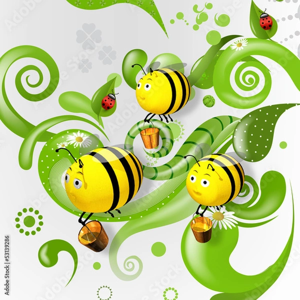 Fototapeta 3d rendered  Bees team