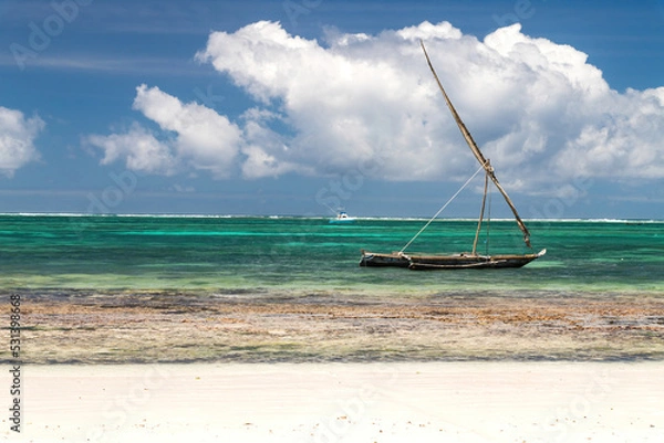 Obraz African traditional boat on the beach