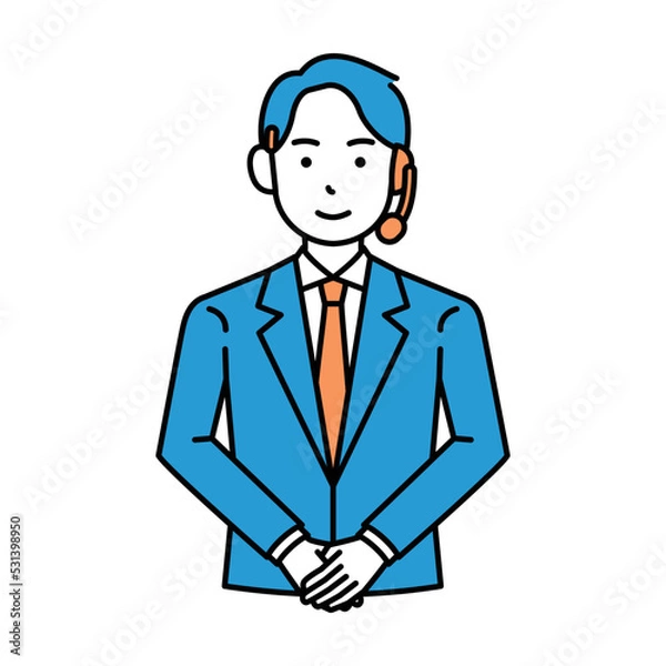 Fototapeta コールセンター　オペレーター　男性　お辞儀