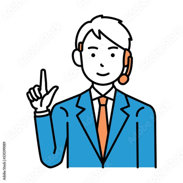 Fototapeta コールセンター　オペレーター　男性　ひらめき