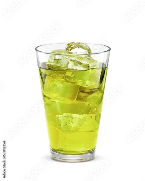 Fototapeta グラス 緑茶 飲み物 イラスト 氷 リアル 