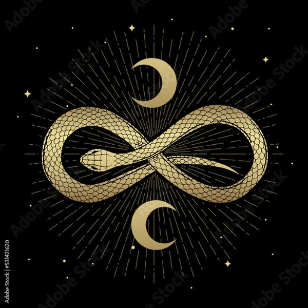 Obraz Infinity snake symbol decorated with crescent moon