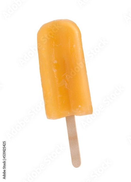 Obraz Orange popsicle ice cream stick isolated on layered png format background.	