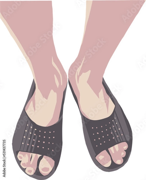 Obraz サンダルを履く足のベクターイラスト4