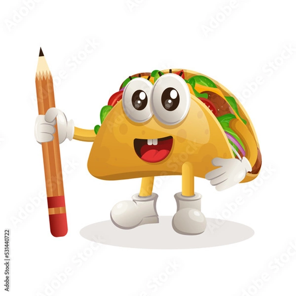 Obraz Cute taco holding pencil