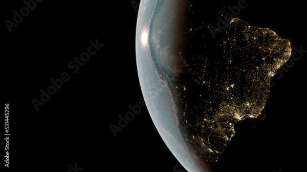Fototapeta South America seen from space. Brasil visible from the orbit of the Earth.