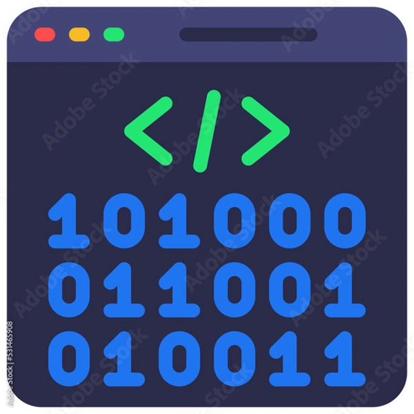 Fototapeta Binary Code Laptop Icon