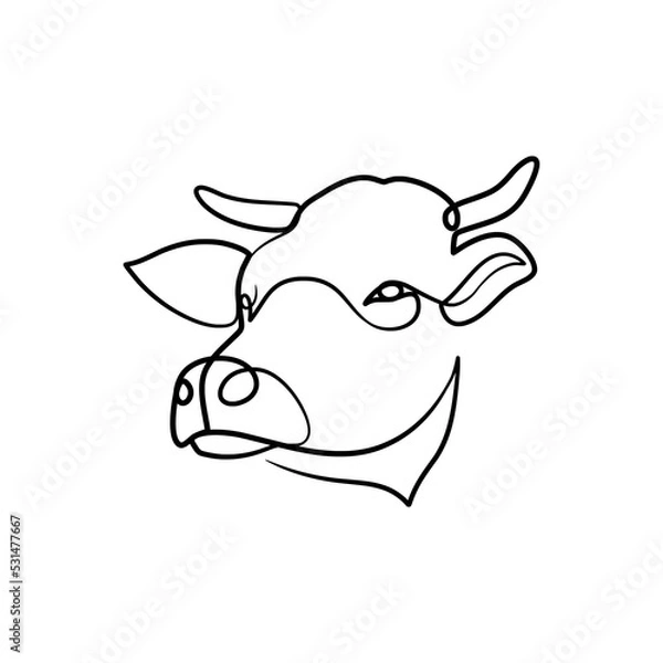 Fototapeta Cow continuous line art design