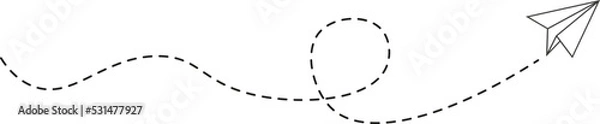 Fototapeta Dashed line paper airplane route