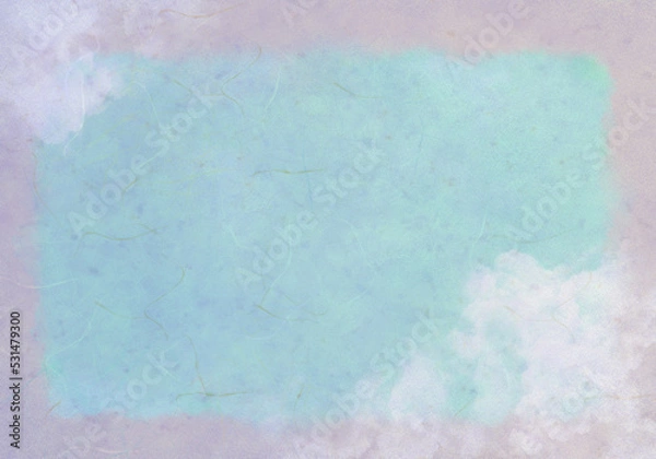 Fototapeta 幻想的でやわらかな雲の和紙テクスチャ背景青空