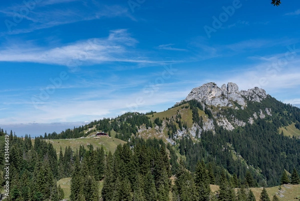 Fototapeta view of the kampenwand in Bavaria on a sunny day 