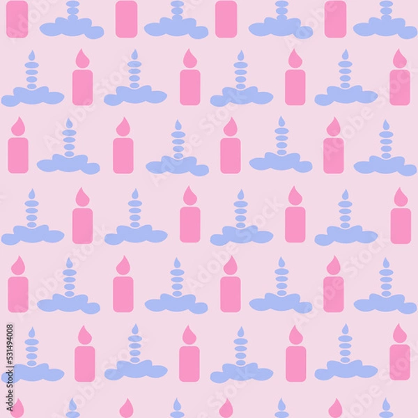 Fototapeta Pink and purple candles, seamless pattern background.  Perfect for fabric, scrapbooking, quilting, patchwork, wallpaper projects.
