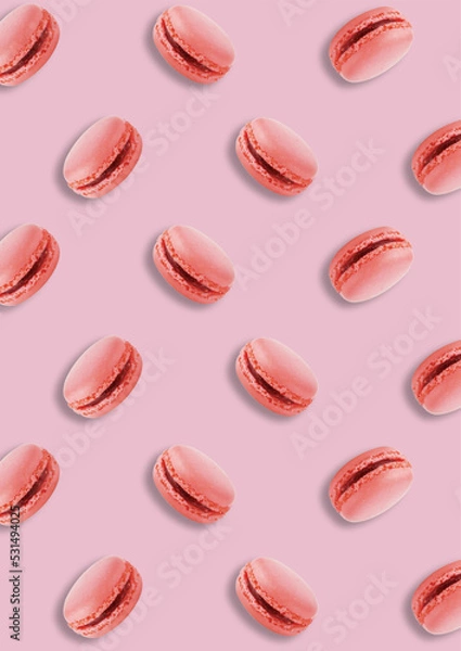 Fototapeta Pink Macaron pattern food background