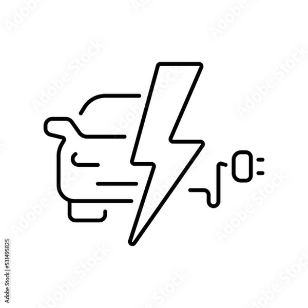Fototapeta A simple but high-quality linear icon of an electric car