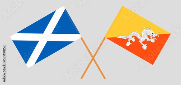 Obraz Crossed flags of Scotland and Bhutan. Official colors. Correct proportion