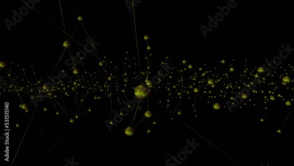 Obraz Abstract polygonal space low poly dark background with connecting dots and lines. Connection structure. 3d rendering