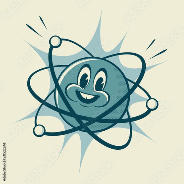 Fototapeta funny retro illustration of a cartoon atom