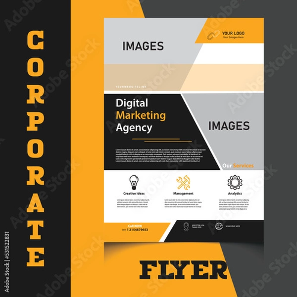Fototapeta Corporate business Flyer template design with Clean, minimal and modern shapes in A4 format