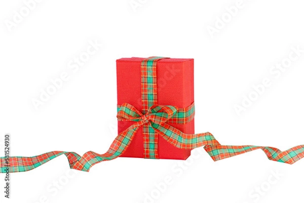 Obraz red gift box with ribbon