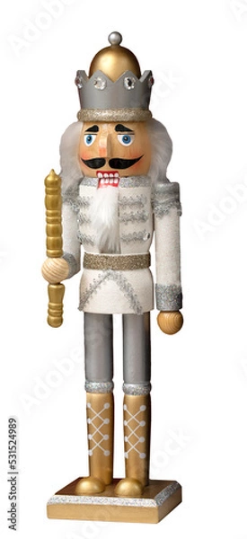 Obraz Vintage nutcracker figure isolated on white stock image