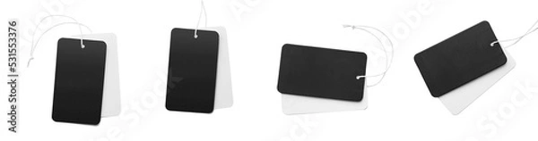 Fototapeta Set with blank tags on white background, top view. Banner design