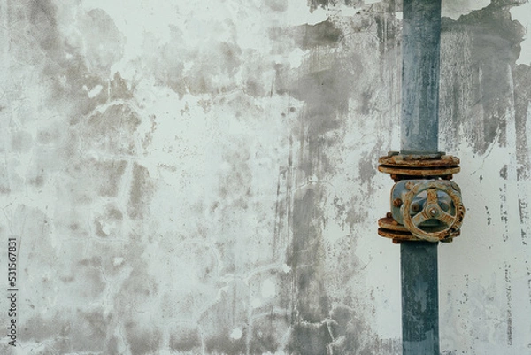 Fototapeta Cement wall and old pipe backhround texture with space
