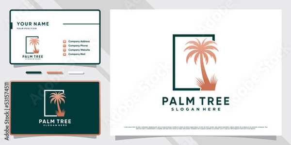 Obraz Palm tree logo design illustration with creative element concept and business card template