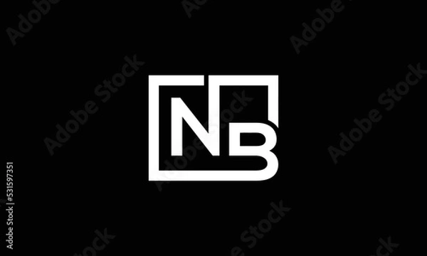 Fototapeta NB Letter Initial Icon Logo Design Vector Illustration